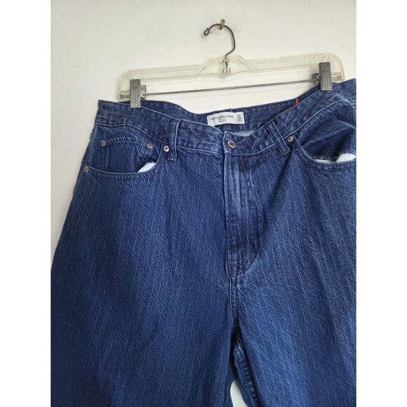 Abercrombie & Fitch Blue Loose High Rise Straight Leg Jeans Pants size 32/14S - Picture 3 of 8